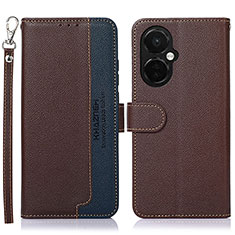 Leather Case Stands Flip Cover Holder A09D for Oppo K11x 5G Brown