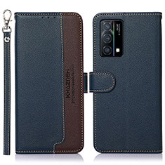 Leather Case Stands Flip Cover Holder A09D for Oppo K9 5G Blue