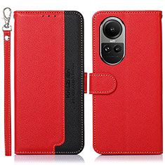 Leather Case Stands Flip Cover Holder A09D for Oppo Reno10 5G Red