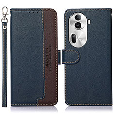 Leather Case Stands Flip Cover Holder A09D for Oppo Reno11 Pro 5G Blue