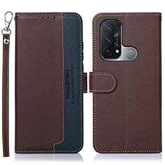 Leather Case Stands Flip Cover Holder A09D for Oppo Reno5 A Brown