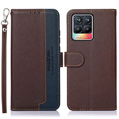 Leather Case Stands Flip Cover Holder A09D for Realme 8 Pro Brown