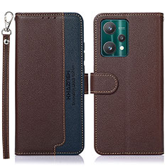 Leather Case Stands Flip Cover Holder A09D for Realme 9 Pro 5G Brown