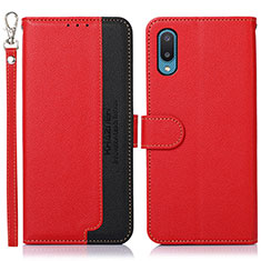 Leather Case Stands Flip Cover Holder A09D for Samsung Galaxy A02 Red