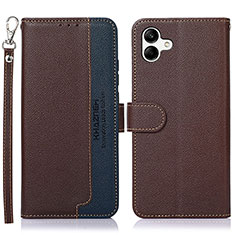 Leather Case Stands Flip Cover Holder A09D for Samsung Galaxy A04E Brown