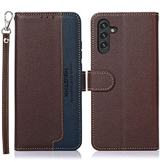 Leather Case Stands Flip Cover Holder A09D for Samsung Galaxy A04s Brown