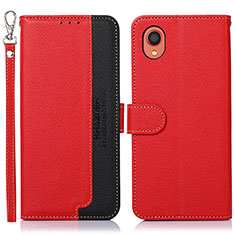 Leather Case Stands Flip Cover Holder A09D for Samsung Galaxy A22 5G SC-56B Red