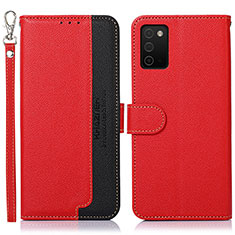 Leather Case Stands Flip Cover Holder A09D for Samsung Galaxy M02s Red