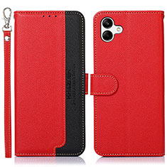 Leather Case Stands Flip Cover Holder A09D for Samsung Galaxy M04 Red