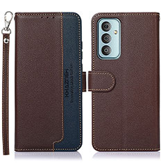 Leather Case Stands Flip Cover Holder A09D for Samsung Galaxy M23 5G Brown