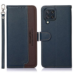 Leather Case Stands Flip Cover Holder A09D for Samsung Galaxy M32 4G Blue