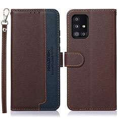 Leather Case Stands Flip Cover Holder A09D for Samsung Galaxy M40S Brown