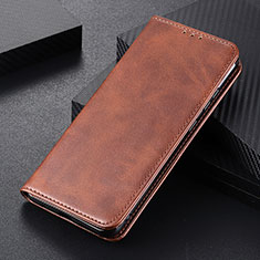 Leather Case Stands Flip Cover Holder A09D for Samsung Galaxy S22 5G Brown