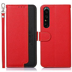Leather Case Stands Flip Cover Holder A09D for Sony Xperia 1 IV SO-51C Red