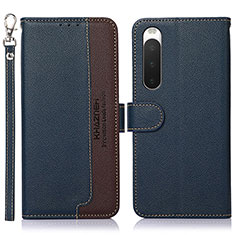 Leather Case Stands Flip Cover Holder A09D for Sony Xperia 10 IV Blue