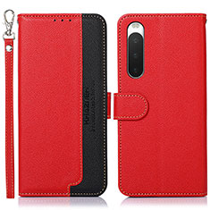 Leather Case Stands Flip Cover Holder A09D for Sony Xperia 10 IV Red