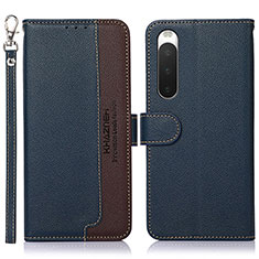 Leather Case Stands Flip Cover Holder A09D for Sony Xperia 10 V Blue