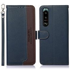 Leather Case Stands Flip Cover Holder A09D for Sony Xperia 5 III SO-53B Blue