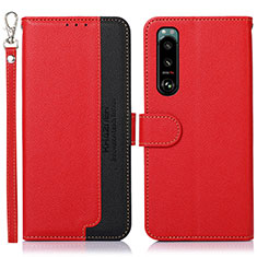 Leather Case Stands Flip Cover Holder A09D for Sony Xperia 5 III SO-53B Red