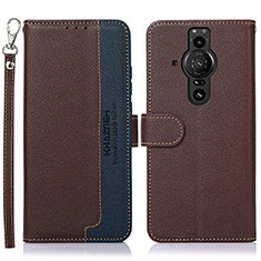 Leather Case Stands Flip Cover Holder A09D for Sony Xperia PRO-I Brown