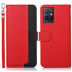 Leather Case Stands Flip Cover Holder A09D for Vivo T1 5G India Red