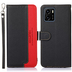 Leather Case Stands Flip Cover Holder A09D for Vivo Y01 Black