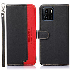Leather Case Stands Flip Cover Holder A09D for Vivo Y32t Black