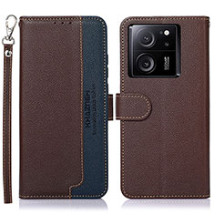 Leather Case Stands Flip Cover Holder A09D for Xiaomi Mi 13T 5G Brown