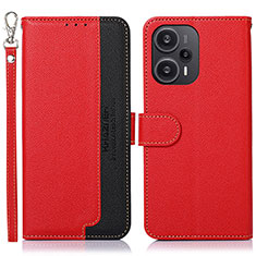 Leather Case Stands Flip Cover Holder A09D for Xiaomi Poco F5 5G Red