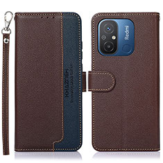Leather Case Stands Flip Cover Holder A09D for Xiaomi Redmi 11A 4G Brown
