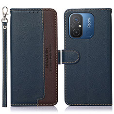 Leather Case Stands Flip Cover Holder A09D for Xiaomi Redmi 12C 4G Blue