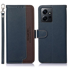 Leather Case Stands Flip Cover Holder A09D for Xiaomi Redmi Note 12 4G Blue