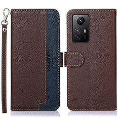 Leather Case Stands Flip Cover Holder A09D for Xiaomi Redmi Note 12S Brown