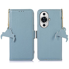 Leather Case Stands Flip Cover Holder A10D for Huawei Nova 11 Mint Blue