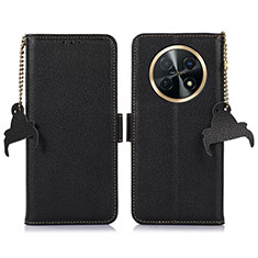 Leather Case Stands Flip Cover Holder A10D for Huawei Nova Y91 Black