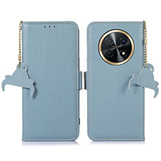 Leather Case Stands Flip Cover Holder A10D for Huawei Nova Y91 Mint Blue