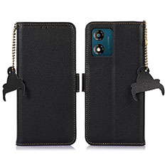 Leather Case Stands Flip Cover Holder A10D for Motorola Moto E13 Black