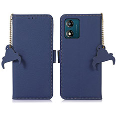 Leather Case Stands Flip Cover Holder A10D for Motorola Moto E13 Blue