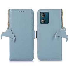 Leather Case Stands Flip Cover Holder A10D for Motorola Moto E13 Mint Blue