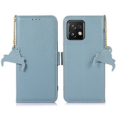 Leather Case Stands Flip Cover Holder A10D for Motorola Moto Edge 40 Pro 5G Mint Blue