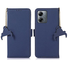 Leather Case Stands Flip Cover Holder A10D for Motorola Moto G14 Blue