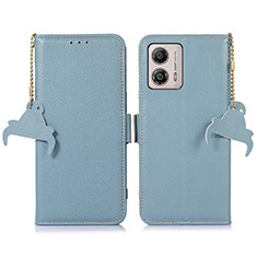 Leather Case Stands Flip Cover Holder A10D for Motorola Moto G53 5G Mint Blue