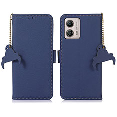 Leather Case Stands Flip Cover Holder A10D for Motorola Moto G53j 5G Blue