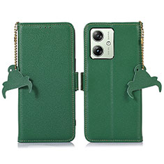 Leather Case Stands Flip Cover Holder A10D for Motorola Moto G54 5G Green