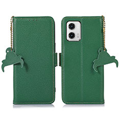 Leather Case Stands Flip Cover Holder A10D for Motorola Moto G73 5G Green