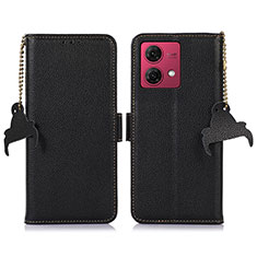 Leather Case Stands Flip Cover Holder A10D for Motorola Moto G84 5G Black