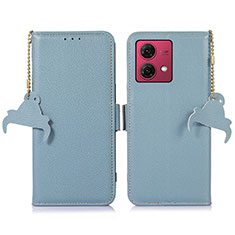 Leather Case Stands Flip Cover Holder A10D for Motorola Moto G84 5G Mint Blue