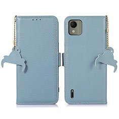 Leather Case Stands Flip Cover Holder A10D for Nokia C110 Mint Blue