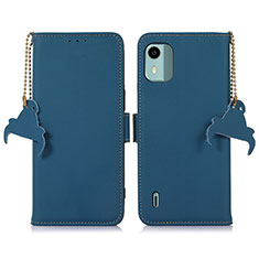 Leather Case Stands Flip Cover Holder A10D for Nokia C12 Blue