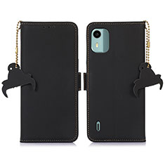 Leather Case Stands Flip Cover Holder A10D for Nokia C12 Plus Black